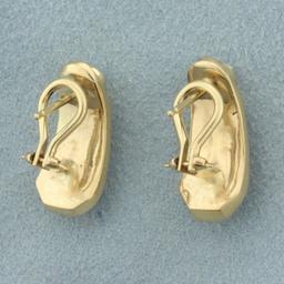 Diamond And Black Opal Inlay Earrings In 14k Yellow Gold