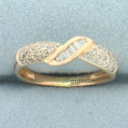 Round And Baguette Diamond Ring In 14k Rose Gold