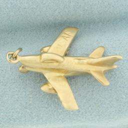 3d Usaf Air Force Plane Jet Charm In 14k Yellow Gold