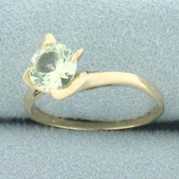 Mint Green Tourmaline Solitaire Ring In 10k Yellow Gold