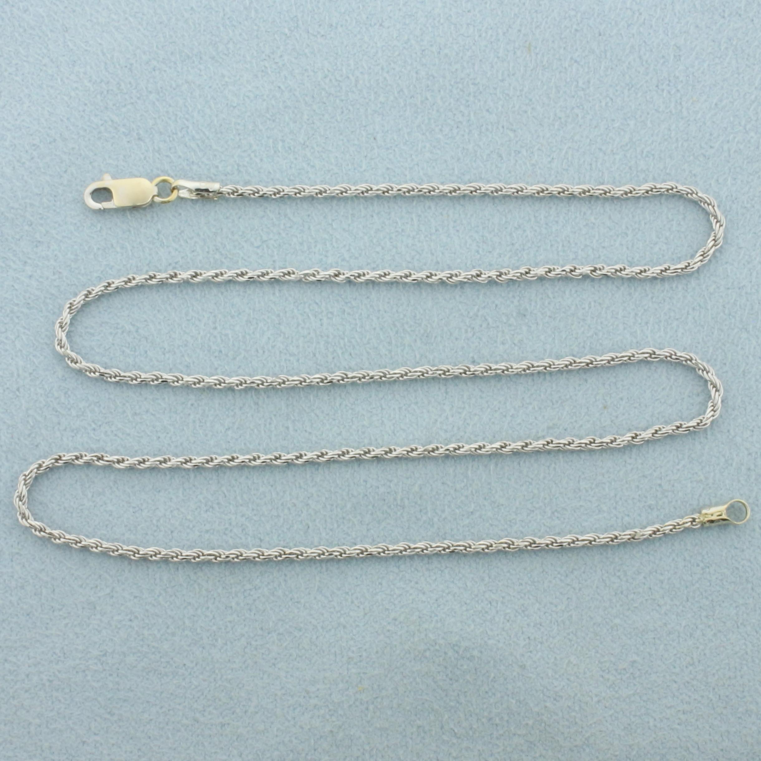 15 Inch Rope Chain Necklace In 18k White Gold