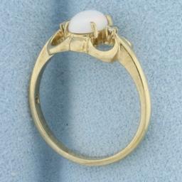 Opal And Diamond Ring In 10k Yellow Gold