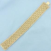 Wide Braided Design Rope Edge Bracelet In 14k Yellow Gold