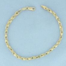Beveled Designer Chain Link Bracelet In 14k Yellow Gold
