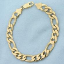 Mens Italian Figaro Link Bracelet In 14k Yellow Gold