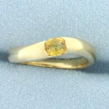 Citrine Wave Diagonal Design Ring In 10k Yellow Gold