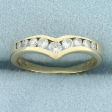 Channel Set Diamond V Band Ring In 14k Yellow Gold