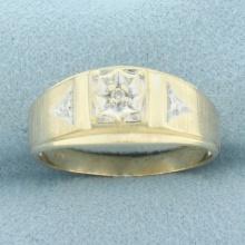 Mens Diamond Ring In 10k Yellow Gold