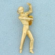 Flamenco Dancer Pendant In 14k Yellow Gold