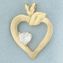 Heart Shaped Diamond Pendant In 14k Yellow Gold