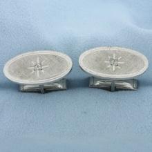 Vintage White Sapphire Cufflinks In Sterling Silver