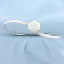 Hammered Finish Bead Bangle Bracelet In Sterling Silver