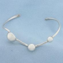 Three Bead Bangle Bracelet In Sterling Silver