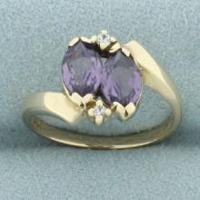 Vintage Sapphire Toi Et Moi Ring In 10k Yellow Gold