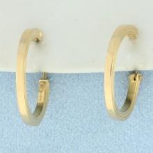 Lined Design Hoop Earrings In 18k Yellow Gold