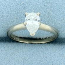 1ct Pear Diamond Solitaire Engagement Ring In 14k White Gold