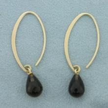 Earwire Smoky Topaz Hoop Earrings In 14k Yellow Gold