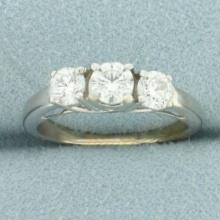 3-stone Diamond Wedding Ring In 14k White Gold