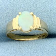 Opal Solitaire Ring In 14k Yellow Gold