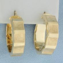 Italian Dual Finish Wide Hoop Earrings In 14k Yellow Gold