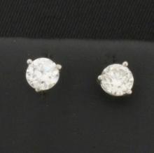 Vintage Old European Cut Diamond Stud Earrings In Platinum Martini Settings