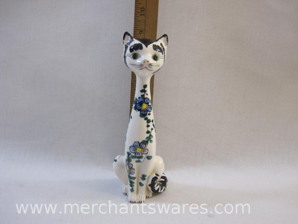 Vintage Made in Japan Ceramic Skinny Cat Figure, Embassy Quality Products, 5 oz