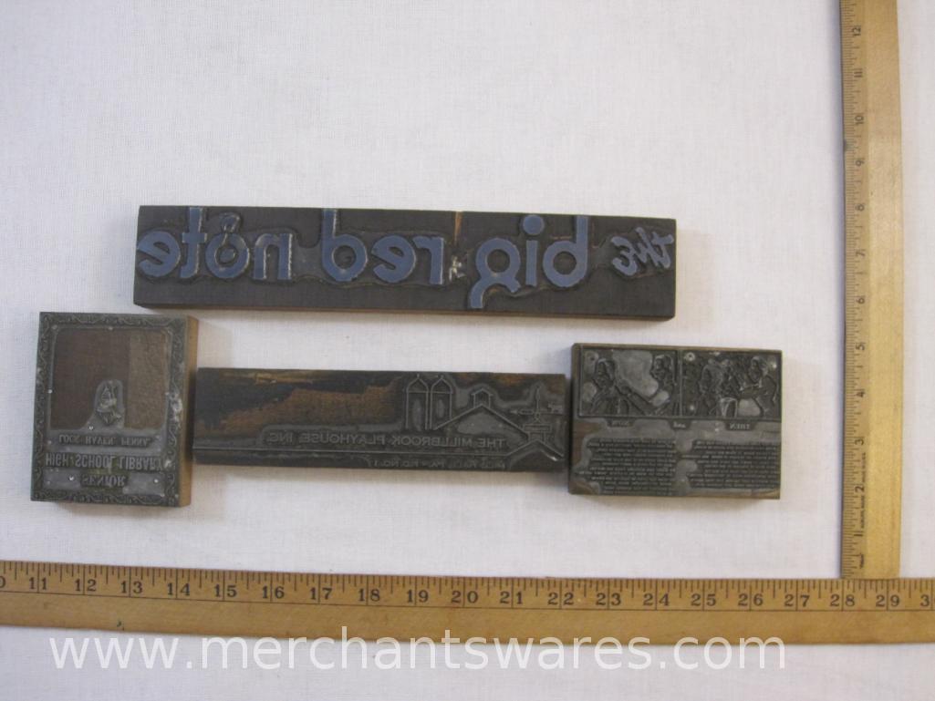 Four Antique Lock Haven PA Printing Plate Blocks including High School Library, The Millbrook