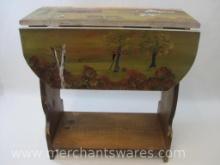 Farmhouse Hand Painted Wood Drop Leaf End Table