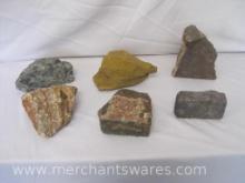 Six Geology Specimens, Agate, Sandstone etc