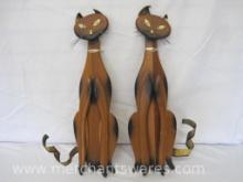 Two Cool Cats, Wooden MCM Cat Wall Hangings made by ROMM Mfg Co in Brooklyn NY,