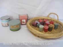 Assortment of Scented Candles, Mahogany Beechwood, Strawberry Rhubarb and More, Basket not included