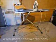 Folding Ironing Board with Two Irons, Sunbeam and Euro-Pro