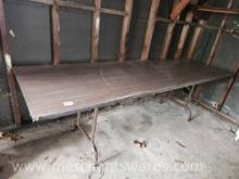 8ft Particle Board Wood Look Folding Table, see pictures for details