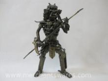 Predator Scrap Metal Sculpture, Rotating Torso, approx 9 inches tall, 2 lbs 6 oz