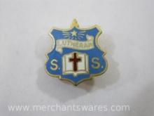 Lutheran Sunday School Pin Brooch, 925 Sterling Gold Plated with Enamel, 1 oz