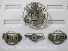 US Air Force Observer Wings Pin with Hat Pin and 2 US Collar Tabs, 2 oz