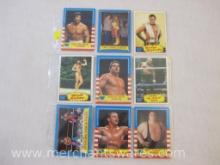 Nine WWF Wrestling Trading Cards including Wendi Richter, Brutus Beefcake, The Dynamite Kid and
