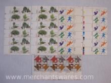 Large Blocks of US Stamps, 13 Cent Quilting, 15 Cent Trees and More