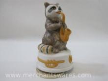 Musical Rotating Racoon playing Saxophone, 7 inch, 12 oz