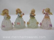 Complete Set Four Seasons Spun Glass Bells, Precious Moments by Enesco, 8 oz