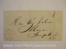 Stampless Cover Red Stamp Homer NY to Ithaca NY Nov 2 1846