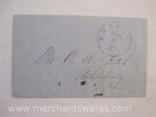 Stampless Cover Blue Stamp Buffalo NY to Ashtabula Ohio June 8 1847