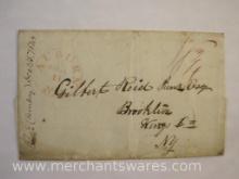 Stampless Cover Red Stamp Auburn NY to Brooklin Brooklyn NY Dec 11 1844