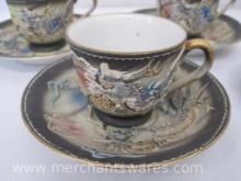 Japan Hand Painted Dragonware Tea Cups and Saucers