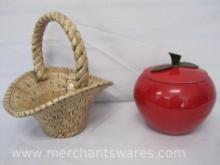 Ceramic Basket Planter with Metal Apple Canister