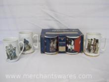 Norman Rockwell Cups includes Saturday Evening Post, The Toy Maker, River Pilot and Looking Out To