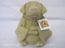 DS Hand Made Cast Stone Meditating Dog Garden Art, approx 5.5 inches tall