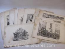 Collection of 1800s German Drawings Depicting 1848 Battles and more