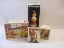 Four Vintage Discovery Toys Toddler Toys in Original Boxes including Place & Trace, Boomerings,
