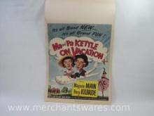 1953 Ma and Pa Kettle On Vacation Poster by Universal Pictures Co, SEE CONDITION IN PHOTOS AS IS,